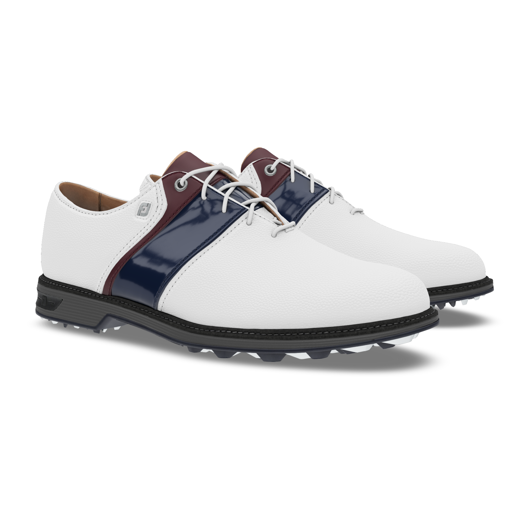 White / Navy Patent / Burgundy